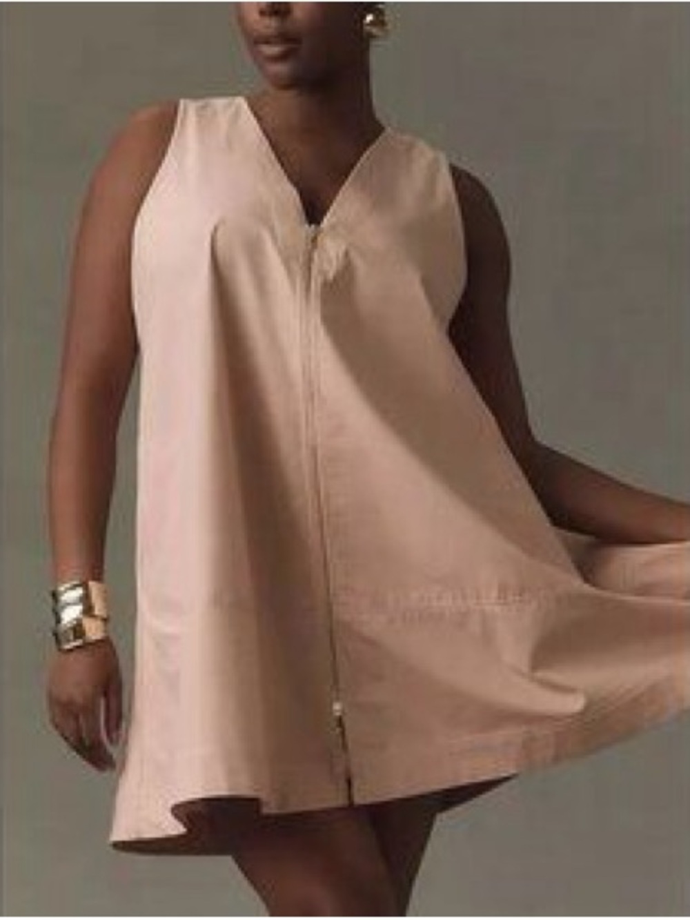 Maeve - Sleeveless Zip-Front A-Line Dress in Blush
